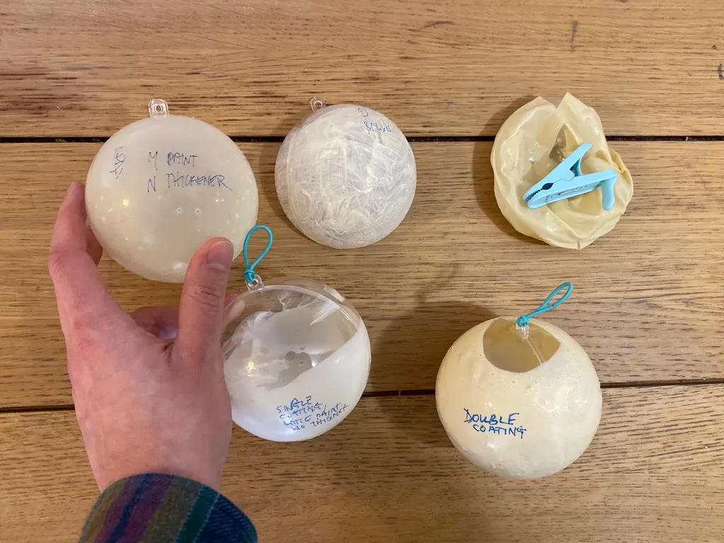 A row of test domes in different latex coatings