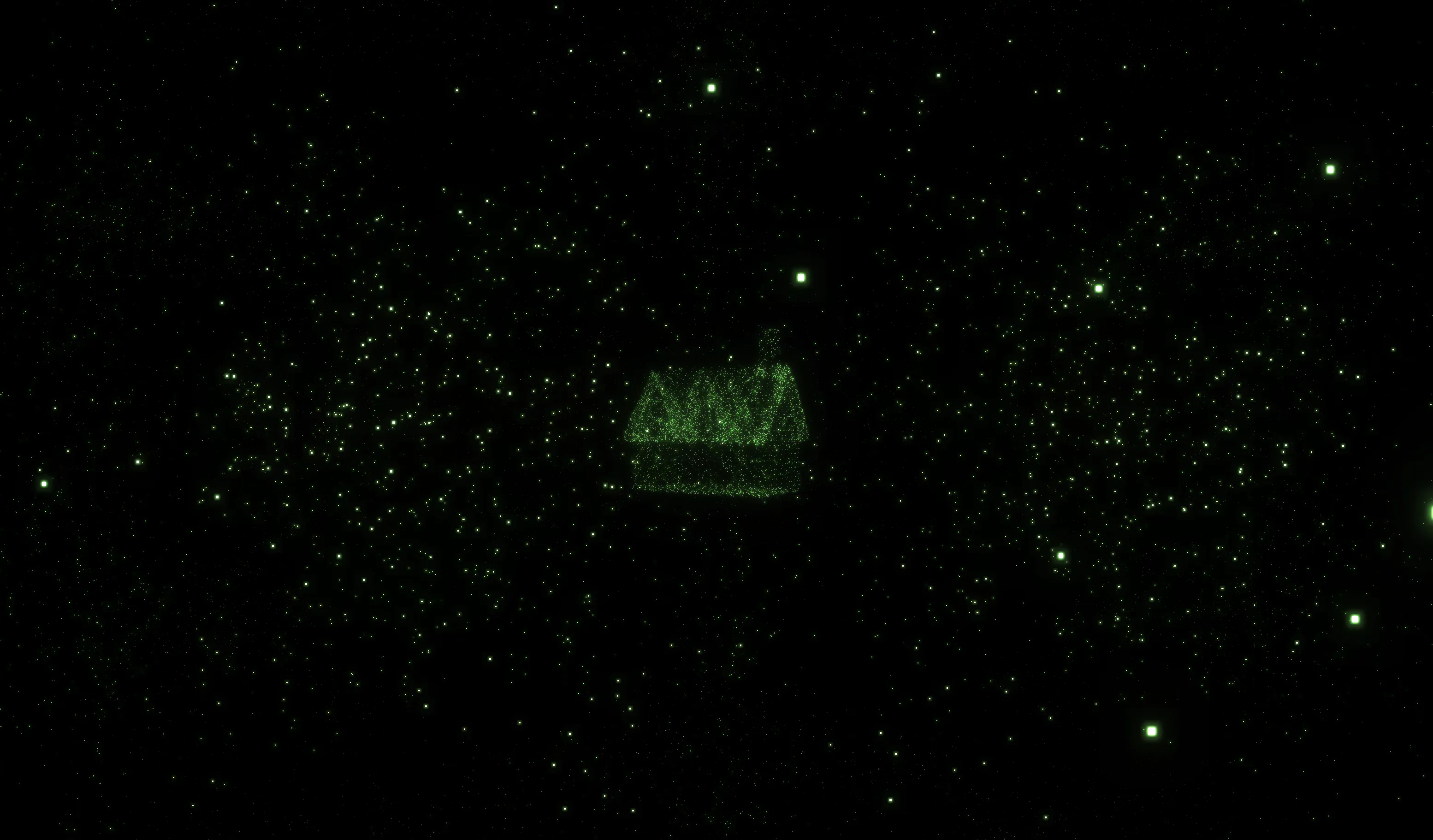 The hut floating in the middle of the point cloud
