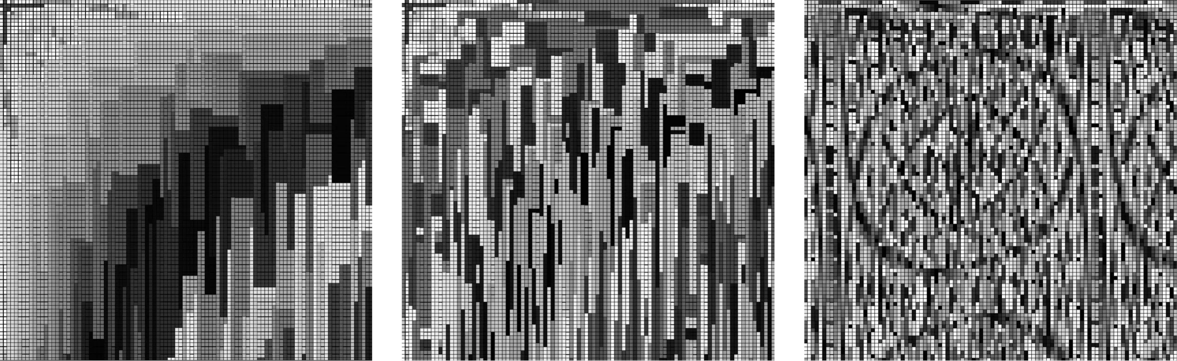 Three greyscale variations rendered as vertical bars