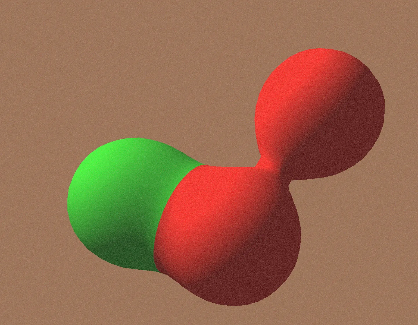 Two metaballs merged into one shaded surface
